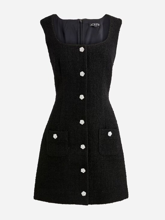 J. Crew Dresses & Skirts - J.Crew Sophia Sleeveless Dress 4 Black Tweed Jewel Buttons